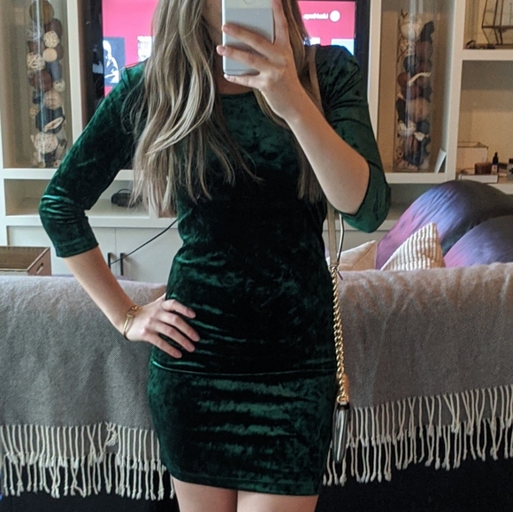 Velvet Green Mini Dress - Picture 3 of 8